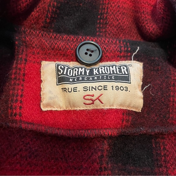 Stormy Kromer The Mackinaw Coat buffalo plaid red medium wool - Picture 4 of 8